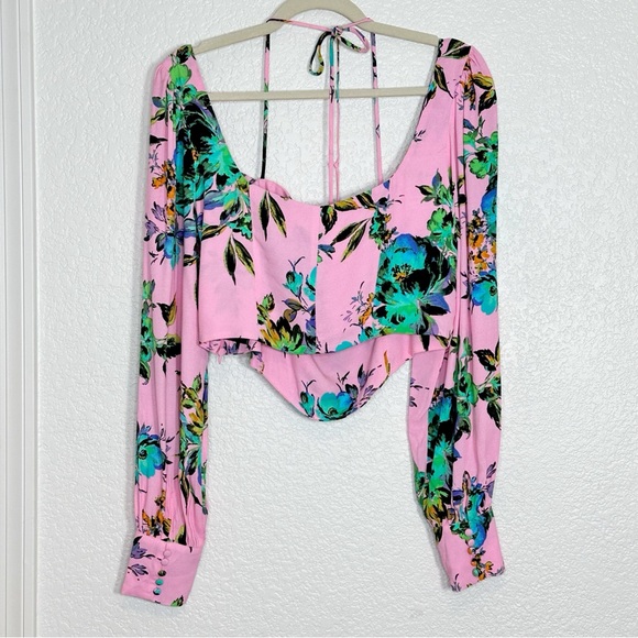 AFRM Tara Long Sleeve Crop Top Pink Size Large - Picture 4 of 7